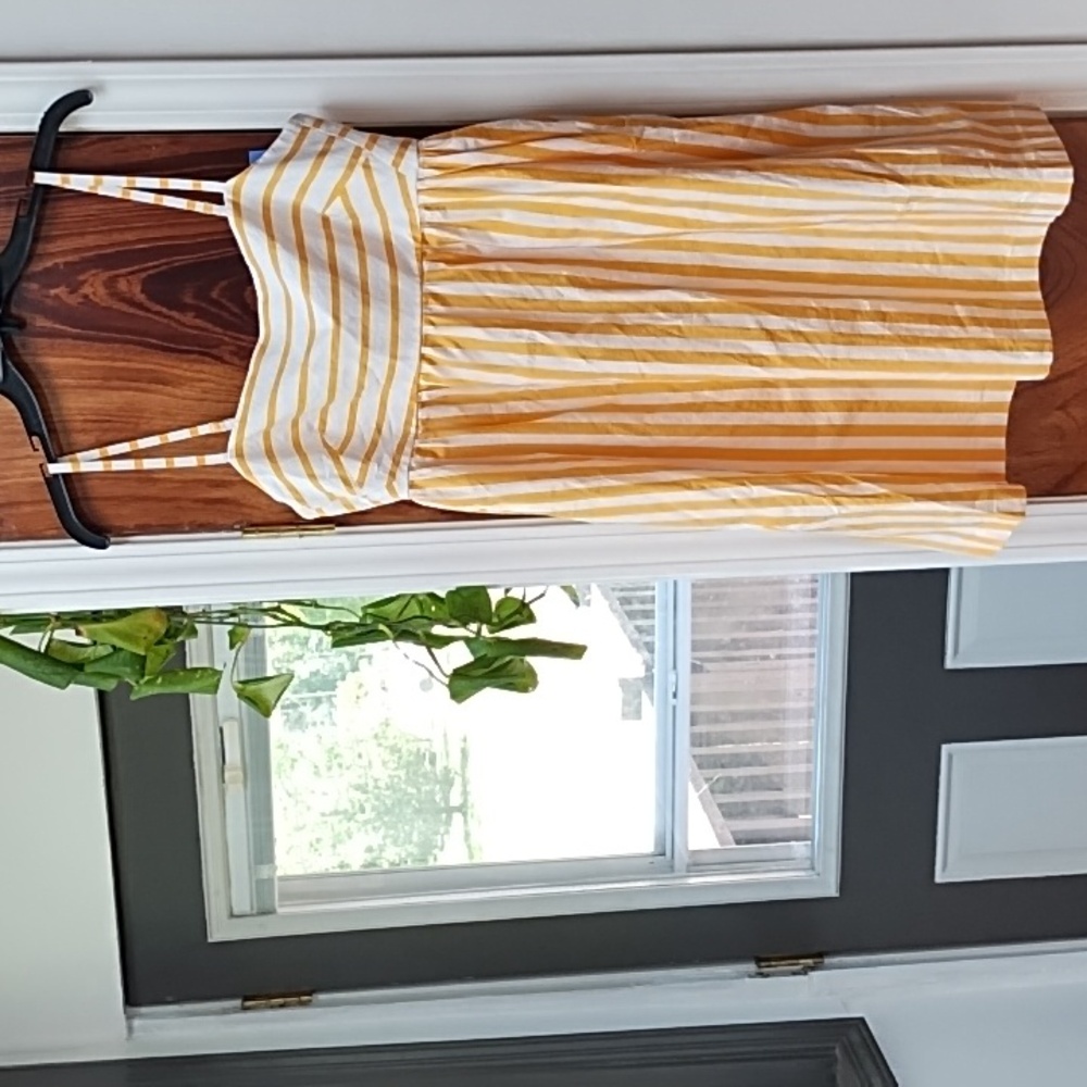J. Crew Yellow Striped Sun Dress with Bow in Back Size 10 EUC